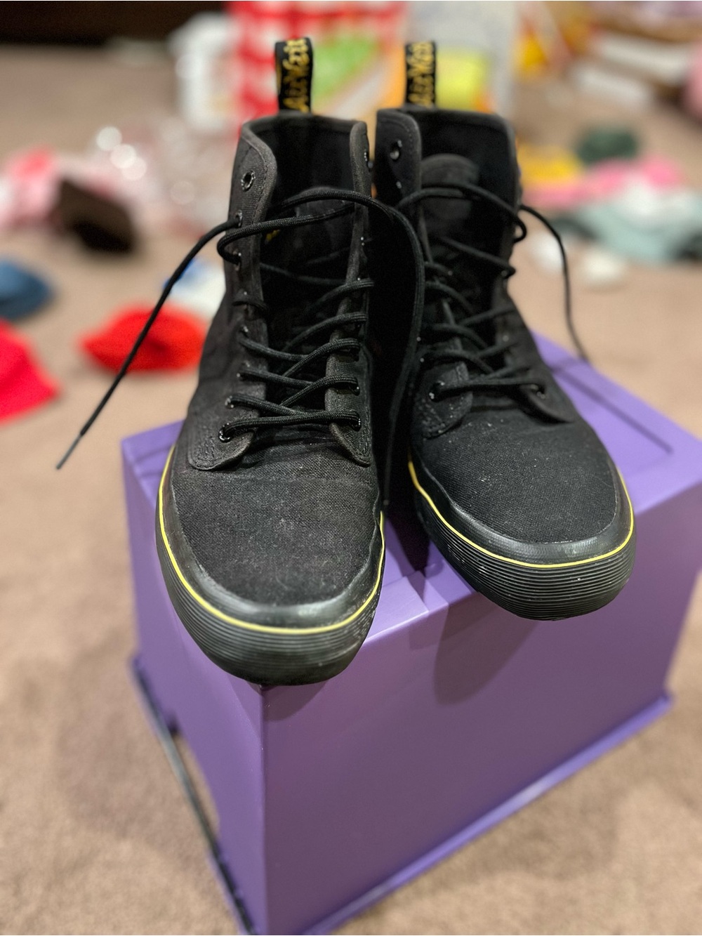 Dr. Martens Monet High-Top Sneakers with Yellow Welt size 9 US